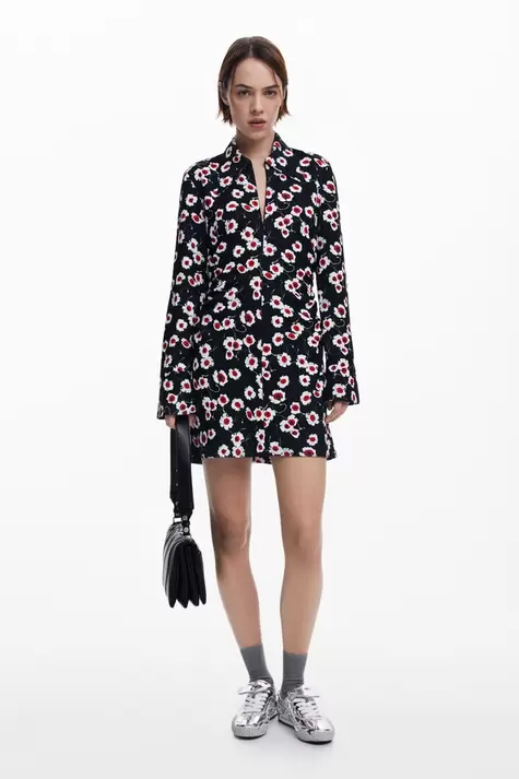 Vestido camisero corto flores