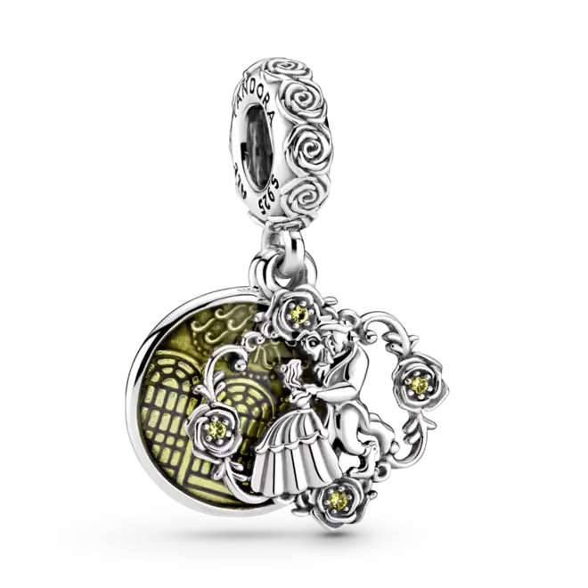 Charm Colgante En Plata De Ley La Bella Y La Bestia Bailando De Disney