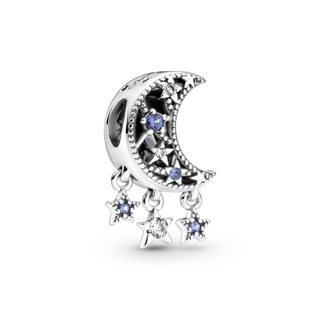 Charm En Plata De Ley Estrella & Luna Creciente