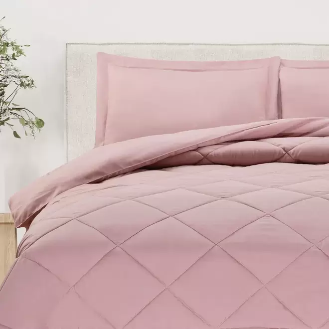Plumon Liso Single Rosa
