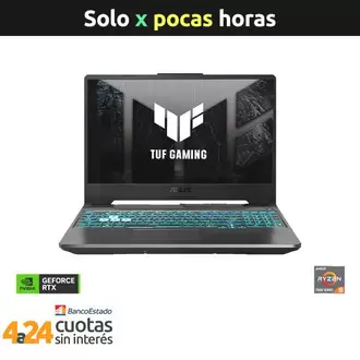 Notebook Gamer TUF A15 AMD Ryzen 5 7535HS NVIDIA GeForce RTX 2050 4GB 15.6" FHD 144Hz 8GB RAM 512GB SSD FA506NF-HN003W