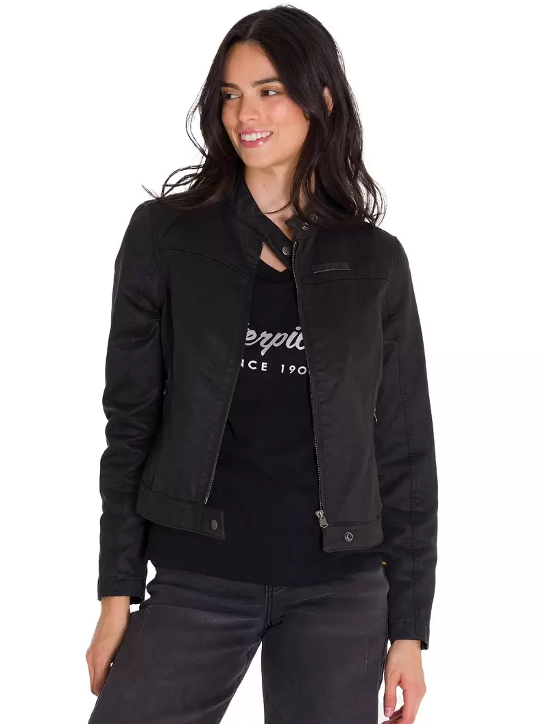 Chaqueta Manga Larga Casual Mujer WAXED MOTO Negra Cat