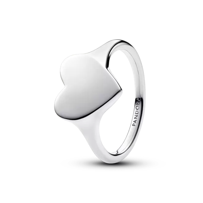 Anillo Corazón Grabable Plateado