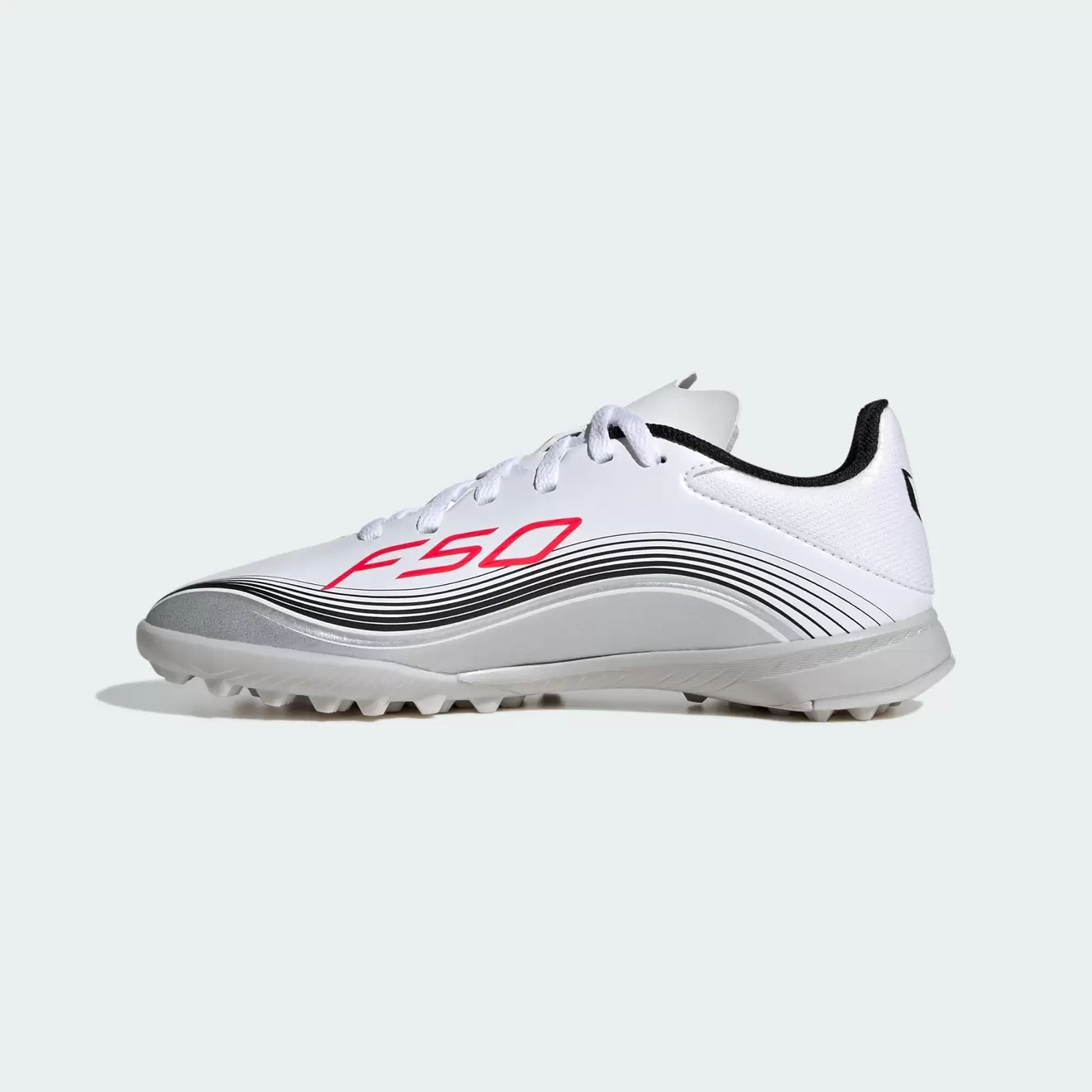 zapatilla de futbol adidas f50 league messi blanco-metalico tf niño