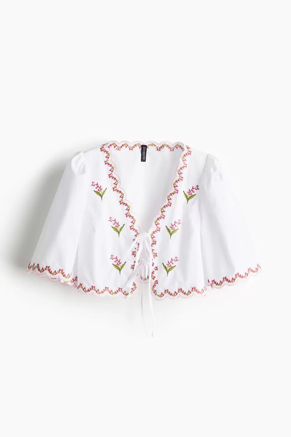 Blusa de popelina con bordado floral