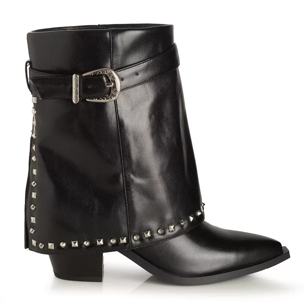 Botin Mujer Cala Mitjana  Negro Taco Alto Via Uno