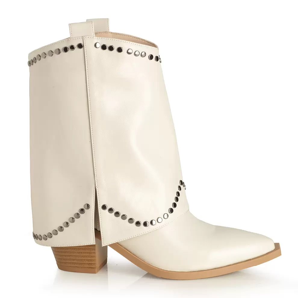 Botin Mujer Cala Macarella Beige Taco Alto Via Uno