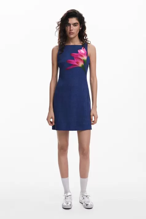 Vestido mini efecto denim