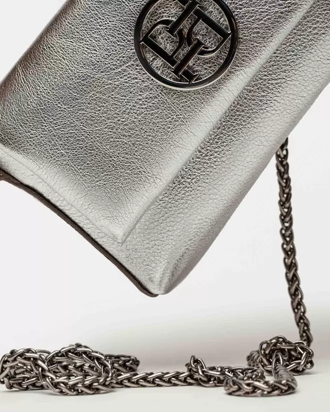 Mini bag Bloom en cuero graneado metalizado