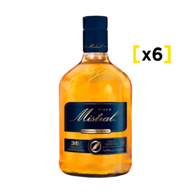Pisco Mistral 35 grados 1 litro x6