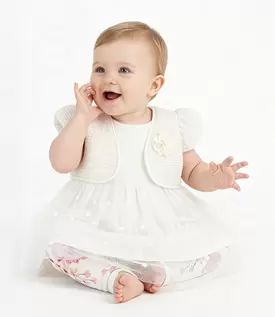 Conjunto Recién Nacida De Vestido Y Calzas