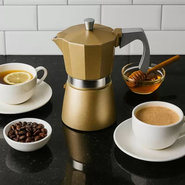 Cafetera Italiana Express Aluminio 300ml Dorada Evva Ibili