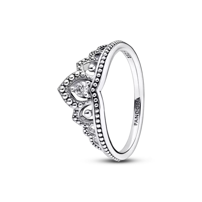 Anillo Tiara real con abalorios Pandora Plata Esterlina