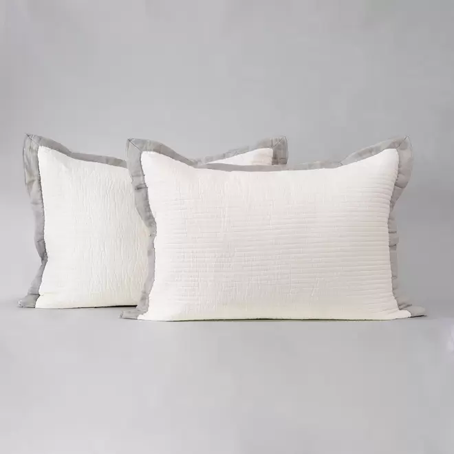 Set 2 Fundas Almohadas Borde 50x70cm Gris