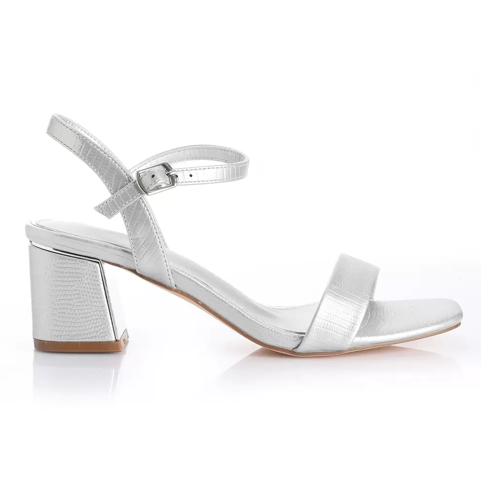 Sandalia Mujer Cala Llebeig Plata Taco Alto Via Uno
