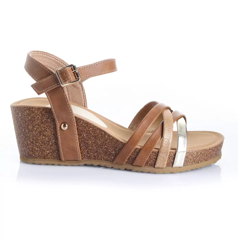 Sandalia Mujer  Mouro  Camel Taco Mediano Via Uno