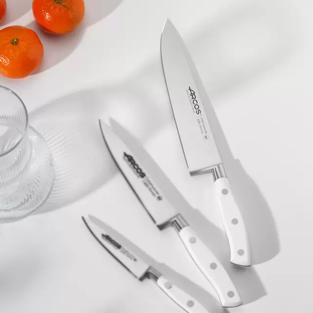 Cuchillo Medio Golpe Forjado Mango Blanco 20cm Riviera...