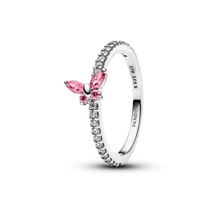 Anillo Mariposa Resplandeciente Rosado
