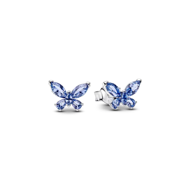Aretes de botón Mariposa Azules