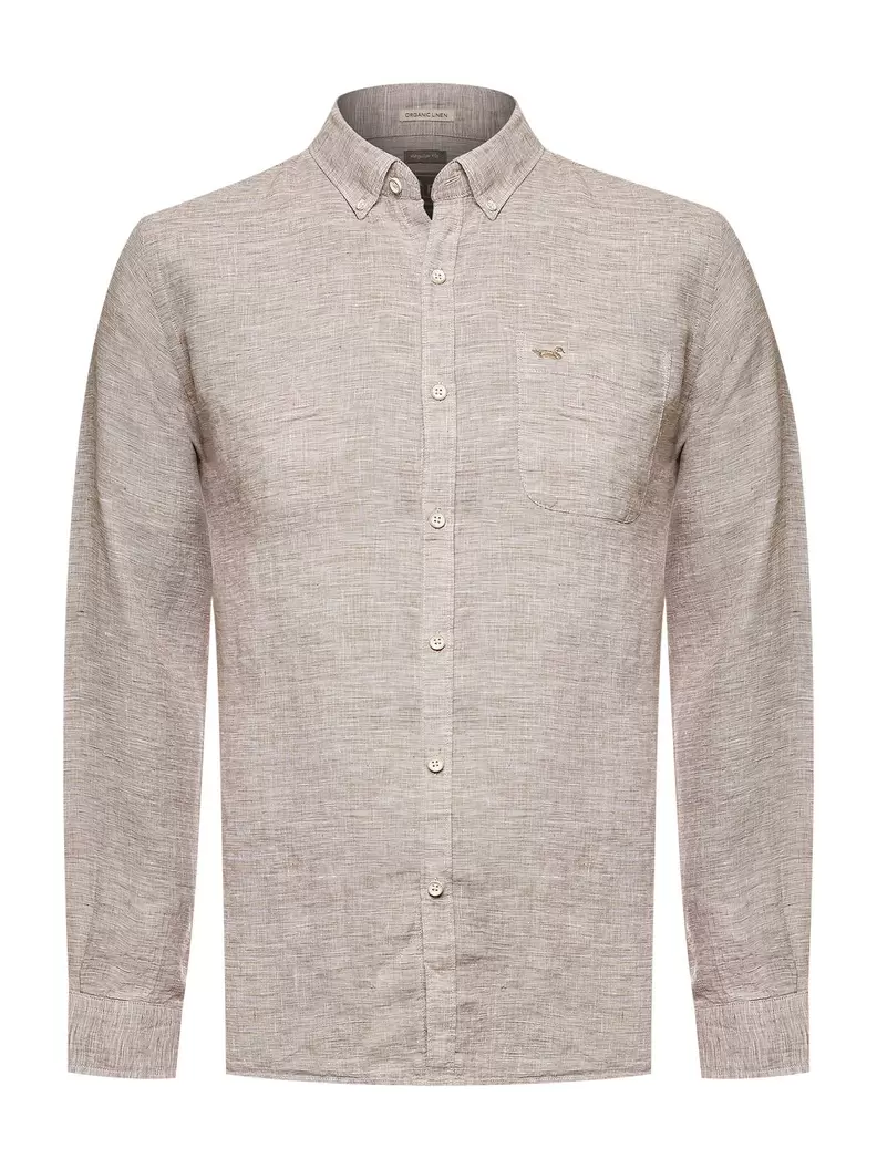 Camisa Lino Orgánico Hombre Linentex Café Rockford