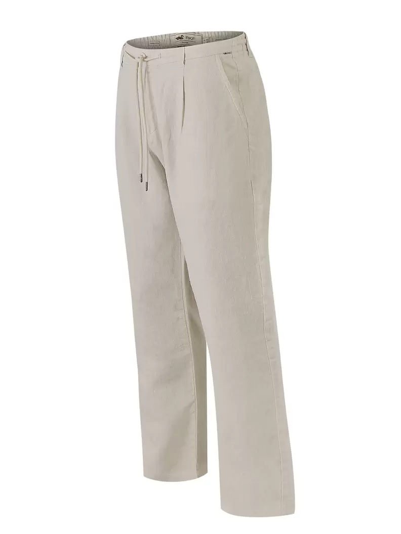 Pantalón Lino Orgánico Hombre Capri Café Rockford