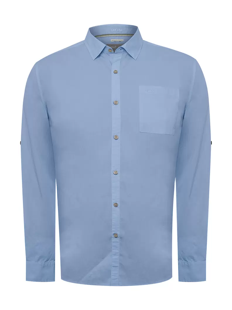 Camisa Algodón Orgánico Hombre Galiton Azul Claro Rockford