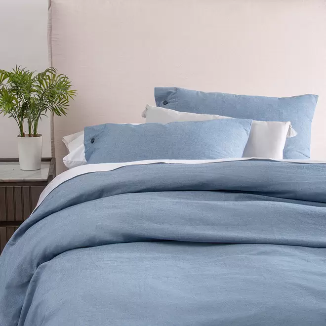 Funda de Plumón Algodón Chambray 2 Plazas Azul