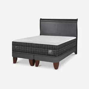 Cama Europea 2 Plazas Lux Base Dividida + Respaldo Miró Negro