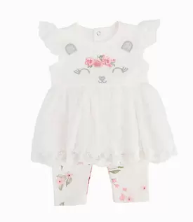 Conjunto Recién Nacida De Vestido Y Calzas