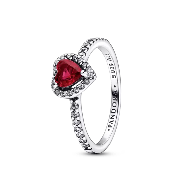 Anillo Corazón Rojo Elevado