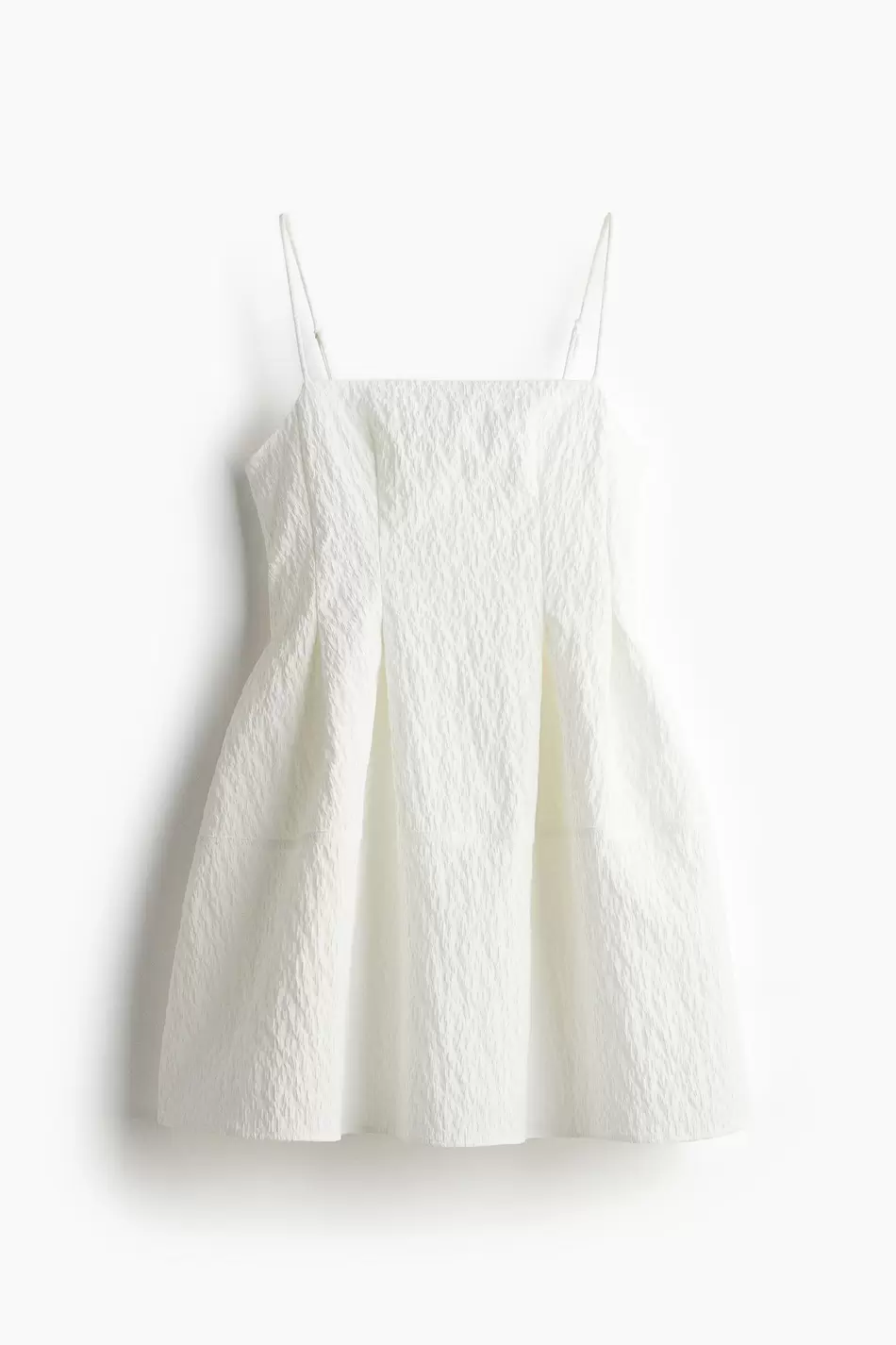 Vestido en tejido jacquard con tirantes espagueti