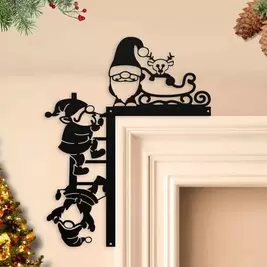 -8%Adornos para esquinas del marco de la puerta de Navidad, señales decorativas metálicas festivas, señales decorativas metálicas para esquinas del marco de la puerta, letreros artísticos para colgar en la pared, decoración del hogar, decoraciones navideñ