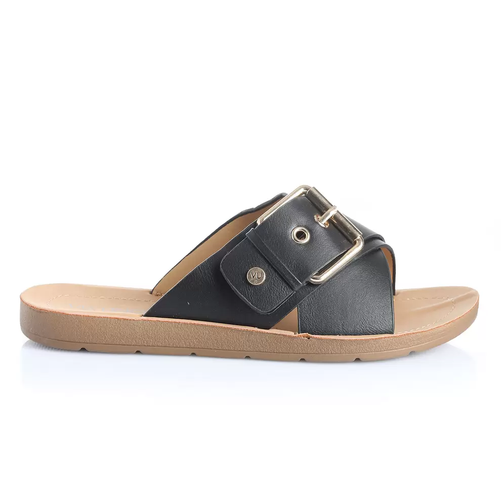 Sandalia Mujer Sálvora Negro Taco Plano Via Uno