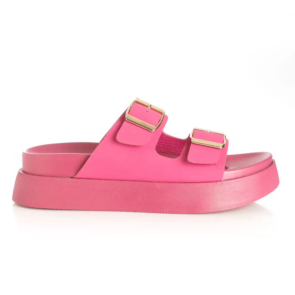 Sandalia Mujer Cala del Plomo Rosa Taco Bajo Via Uno