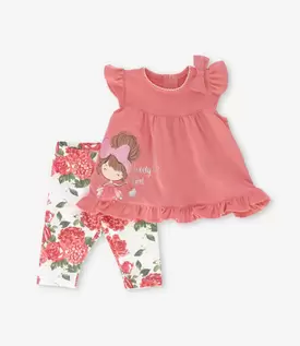 Conjunto recién nacida con flores