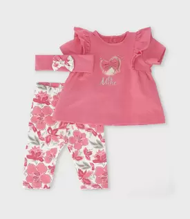 Conjunto recién nacida flores y vuelos