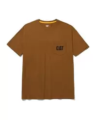 Polera Manga corta Casual Hombre LOGO POCKET TEE Café CAT