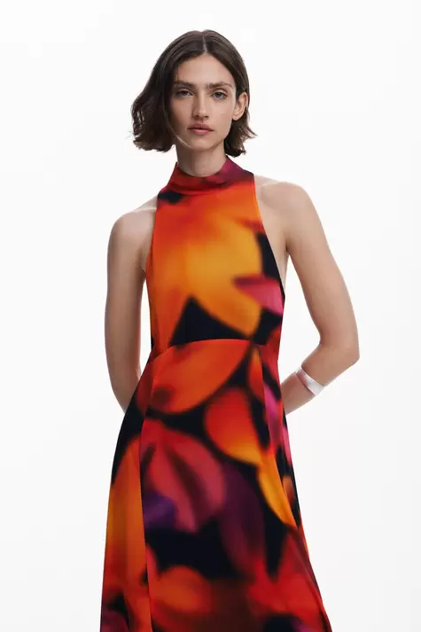 Vestido largo halter flores