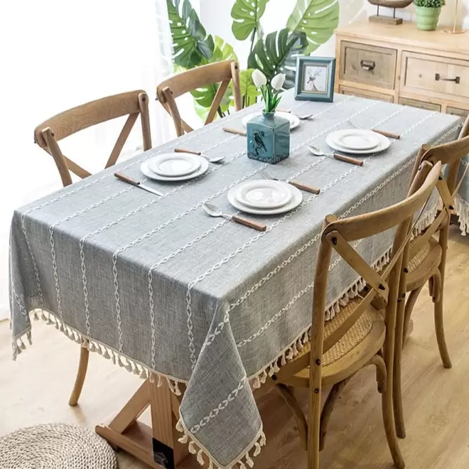 Mantel Rectangular Bordado Pilar 140 cm x 220 cm lino