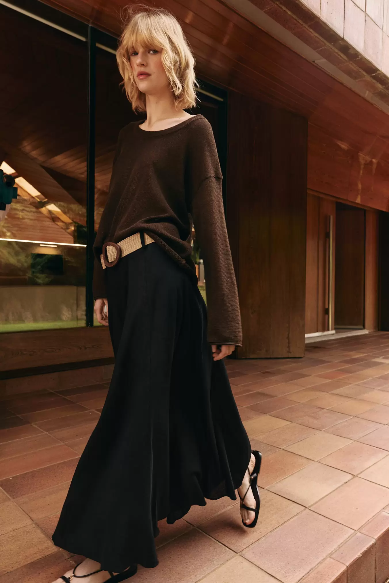 FALDA CAPA CINTURÓN CON LINO