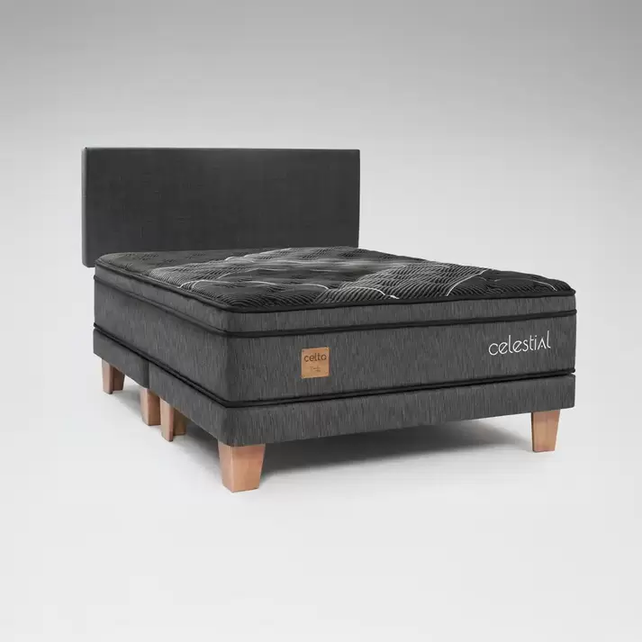 Cama Europea Celestial 2 Plazas x 2 metros Base Dividida + Respaldo