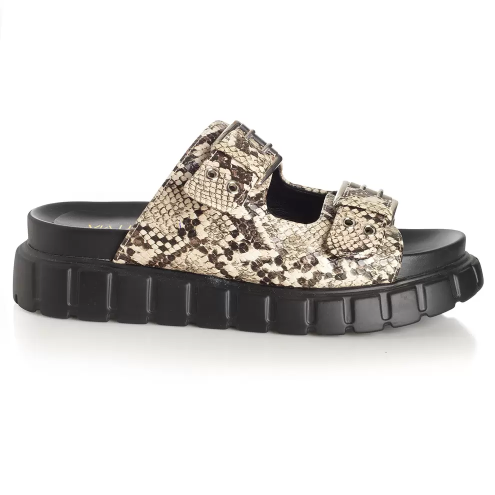 Sandalia Mujer Cala Fustera Snake Taco Bajo Via Uno