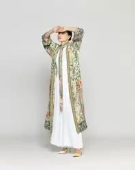 Tapado Mujer Kimono Debora Estampado Floral Amarillo Vainilla LineatreTapado Mujer Kimono Debora Estampado Floral Amarillo Vainilla Lineatre