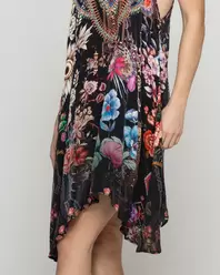 Vestido Mujer Varya Corto Cuello Halter Estampado Negro LineatreVestido Mujer Varya Corto Cuello Halter Estampado Negro Lineatre