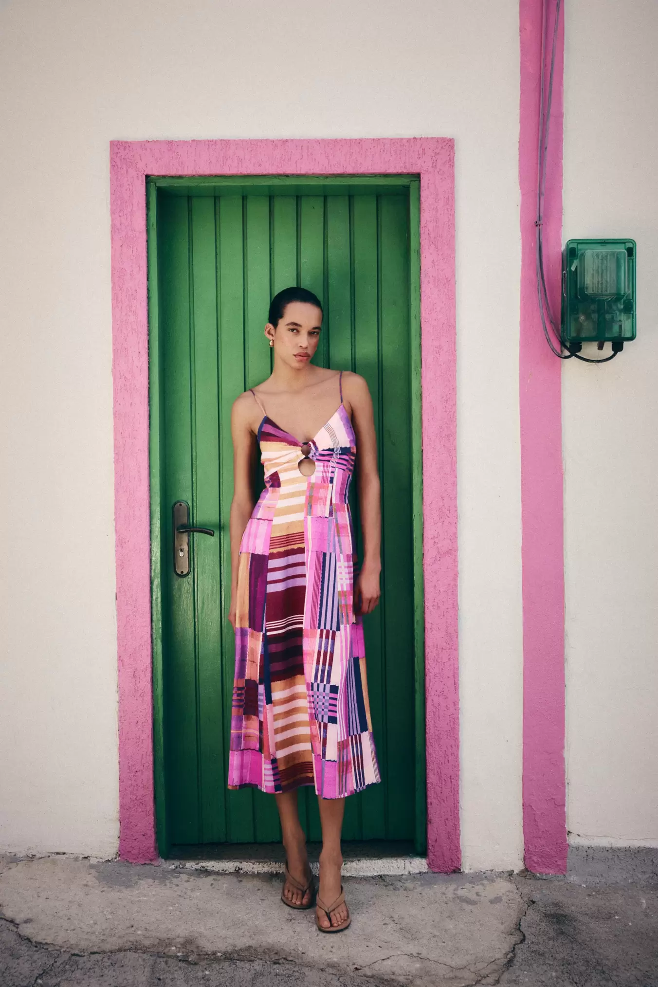 VESTIDO CON LINO ESTAMPADO