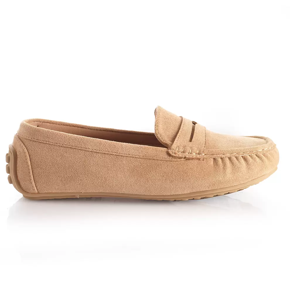 Zapato Mujer Ibiza Camel Taco Plano Via Uno