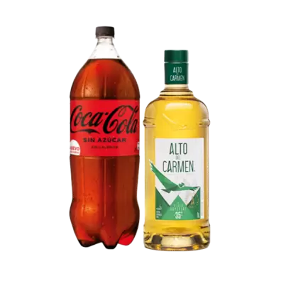 Promo Alto del Carmen 35° Botella 1Lt + Coca Cola Zero 3Lt
