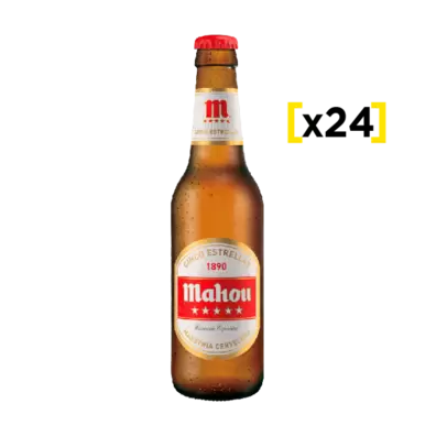 Cerveza Mahou 5 Estrellas Botella 330cc x24