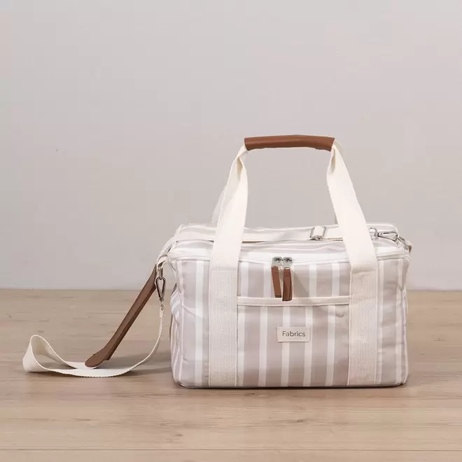 Cooler tela beige rayas 14 litros