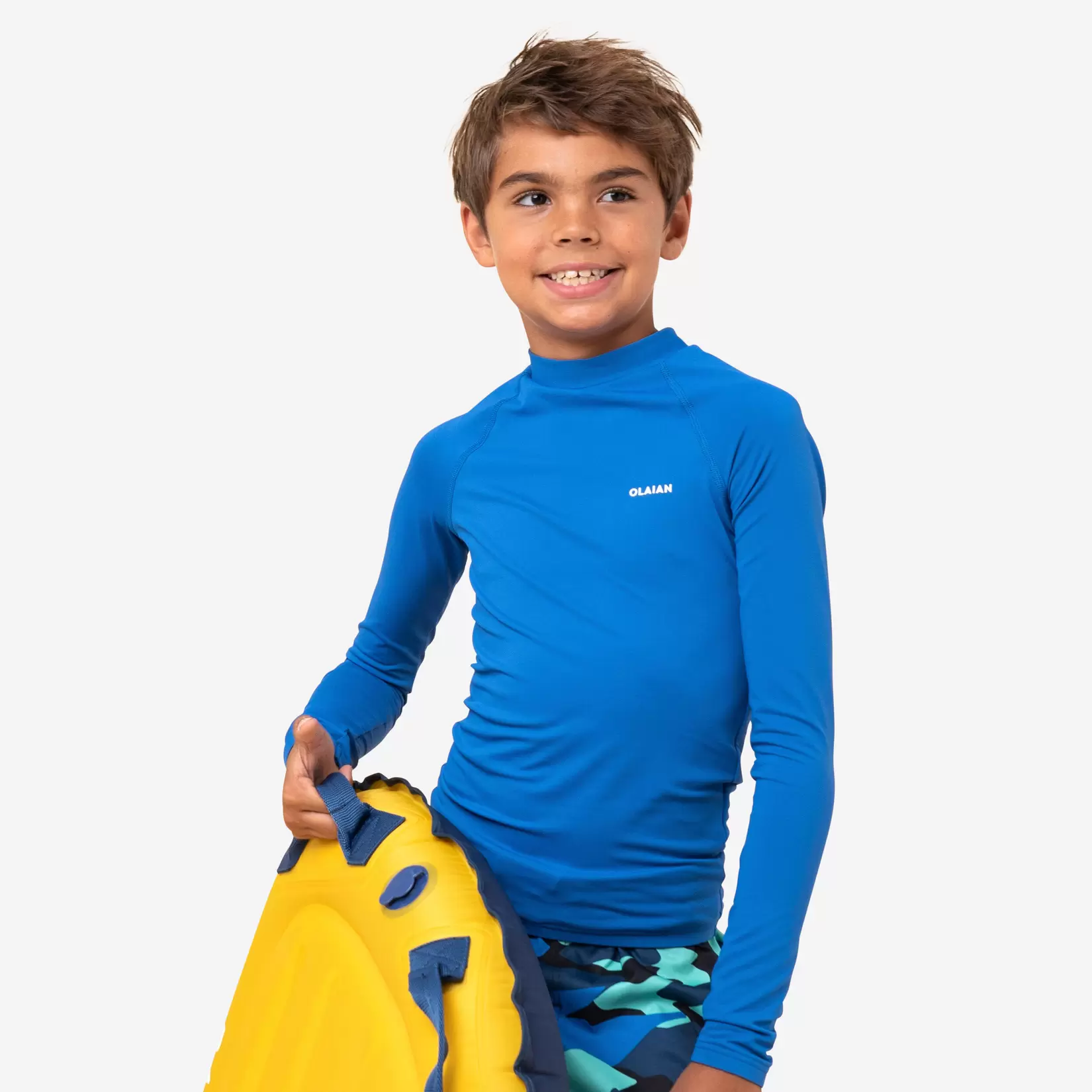Polera UV niños manga larga surf azul